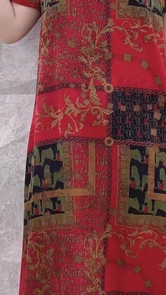 2023 New Women's Dress for Middle-aged and Elderly People XL-5XL printed short-sleeved round-neck silk-like dress Specification image