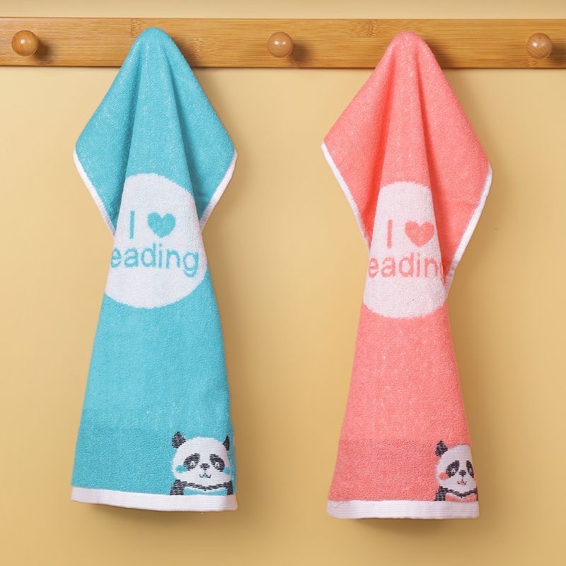 Molan pure cotton towel for children and babies to wash face, cartoon cute, soft, super absorbent, quick-drying, all-cotton national treasure bear