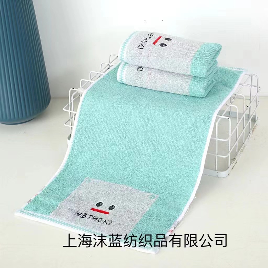 Espuma azul algodón toalla pequeña para niños suave y absorbente no se cae el pelo hombres y mujeres bebé toalla de cara de uso doméstico toalla de cara de dibujos animados details Picture