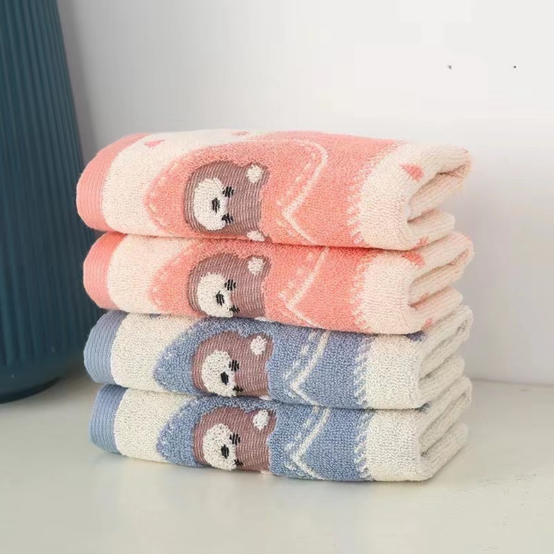 Toalla de algodón para niños absorción de agua no se cae el pelo para adultos lavar la cara pequeña toalla de cara para el hogar suave dibujos animados lindo hombres y mujeres bebé details Picture