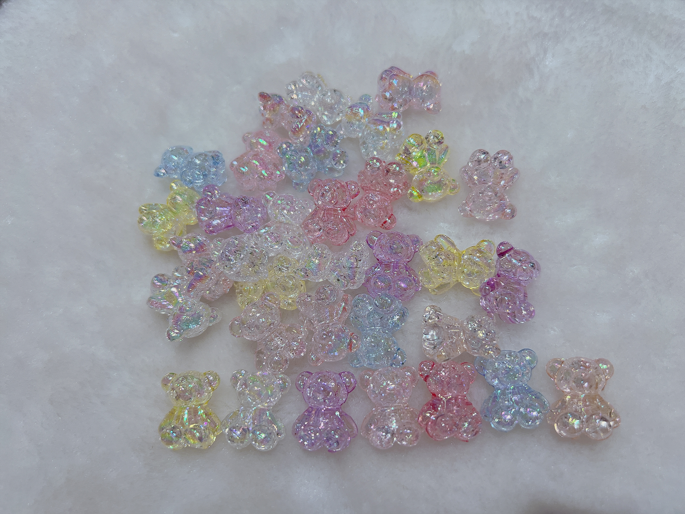Acrylic Ice Crack Bear Shiny Electroplated Beaded Straight Hole Diy Accessory Material Bag Specification drawing