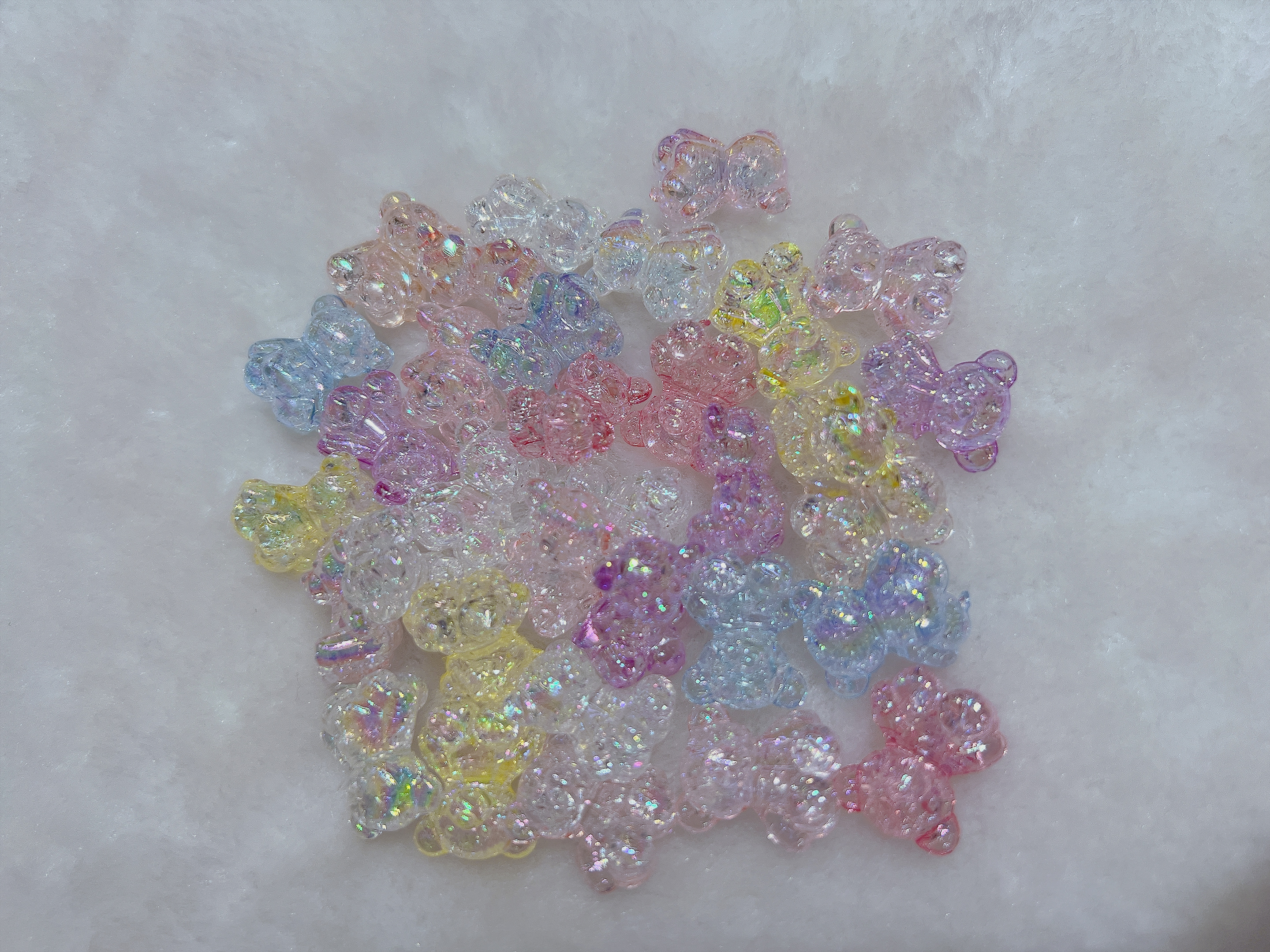 Acrylic Ice Crack Bear Shiny Electroplated Beaded Straight Hole Diy Accessory Material Bag