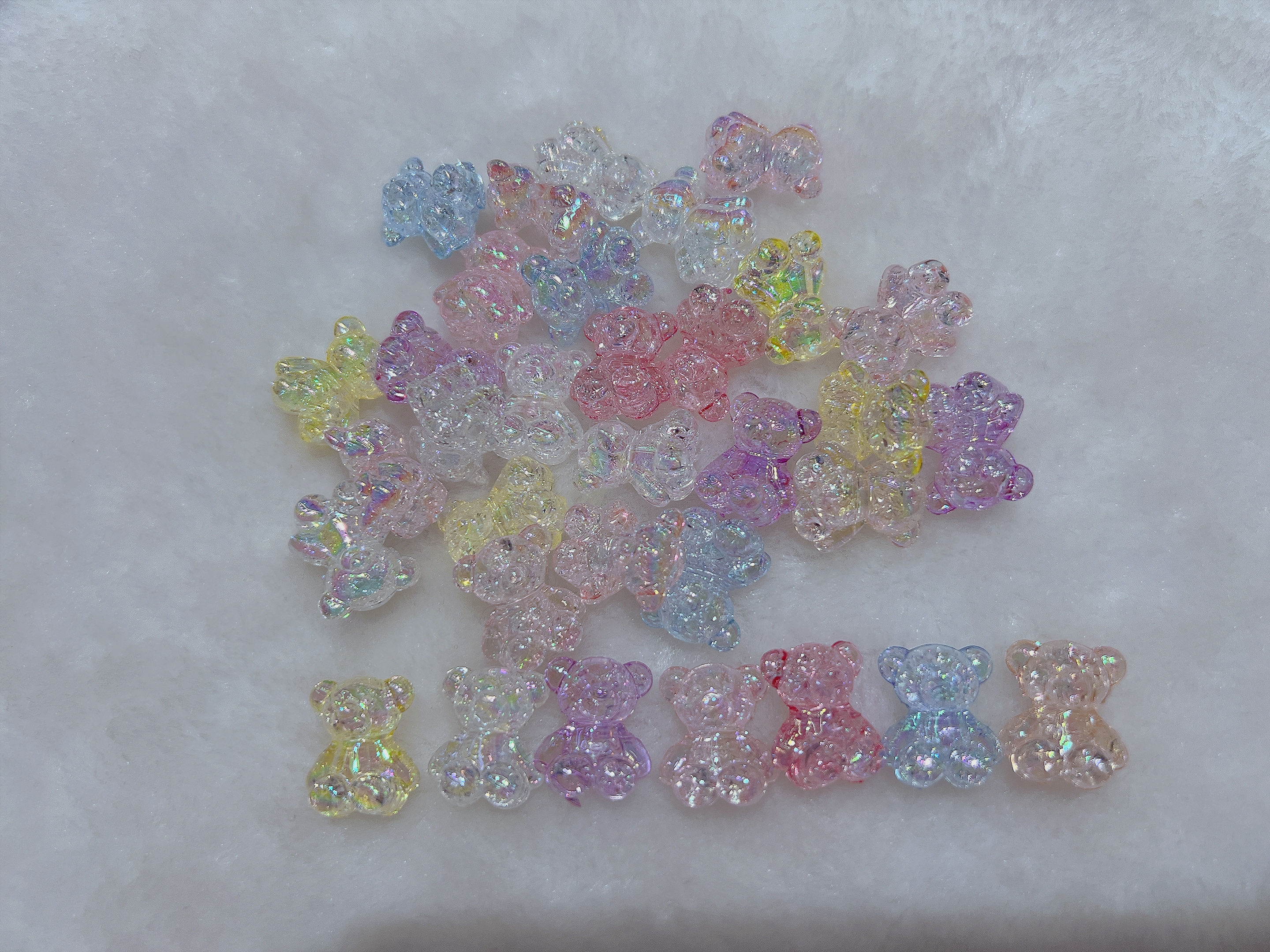 Acrylic Ice Crack Bear Shiny Electroplated Beaded Straight Hole Diy Accessory Material Bag details Picture