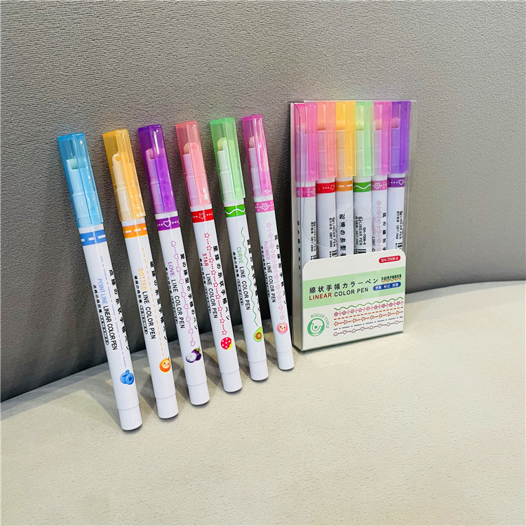 Quick-Drying Hand Ledger Outline Pen Cute Wavy Flower Highlighter Marker Lace Curve Pen