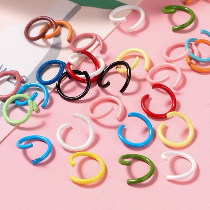 diy colored lacquered star ring pendant, colored materials, colored lacquered open ring, single-ring iron ring, link ring, DIY handmade keychain, hanging ring accessory materials