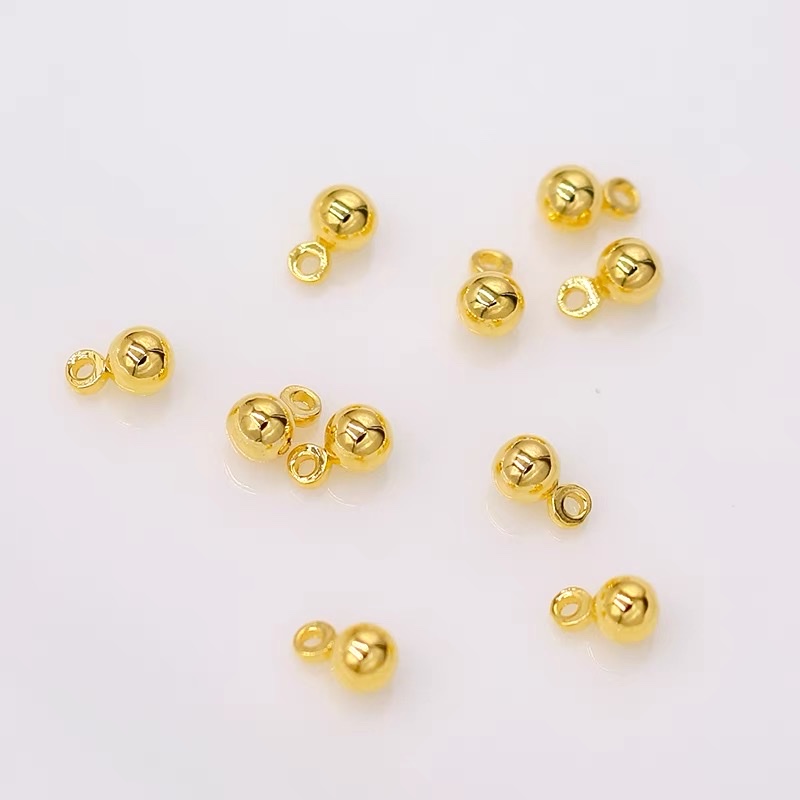 电镀实心圆珠焊圈小挂珠尾吊DIY项链手链尾吊厂家直销