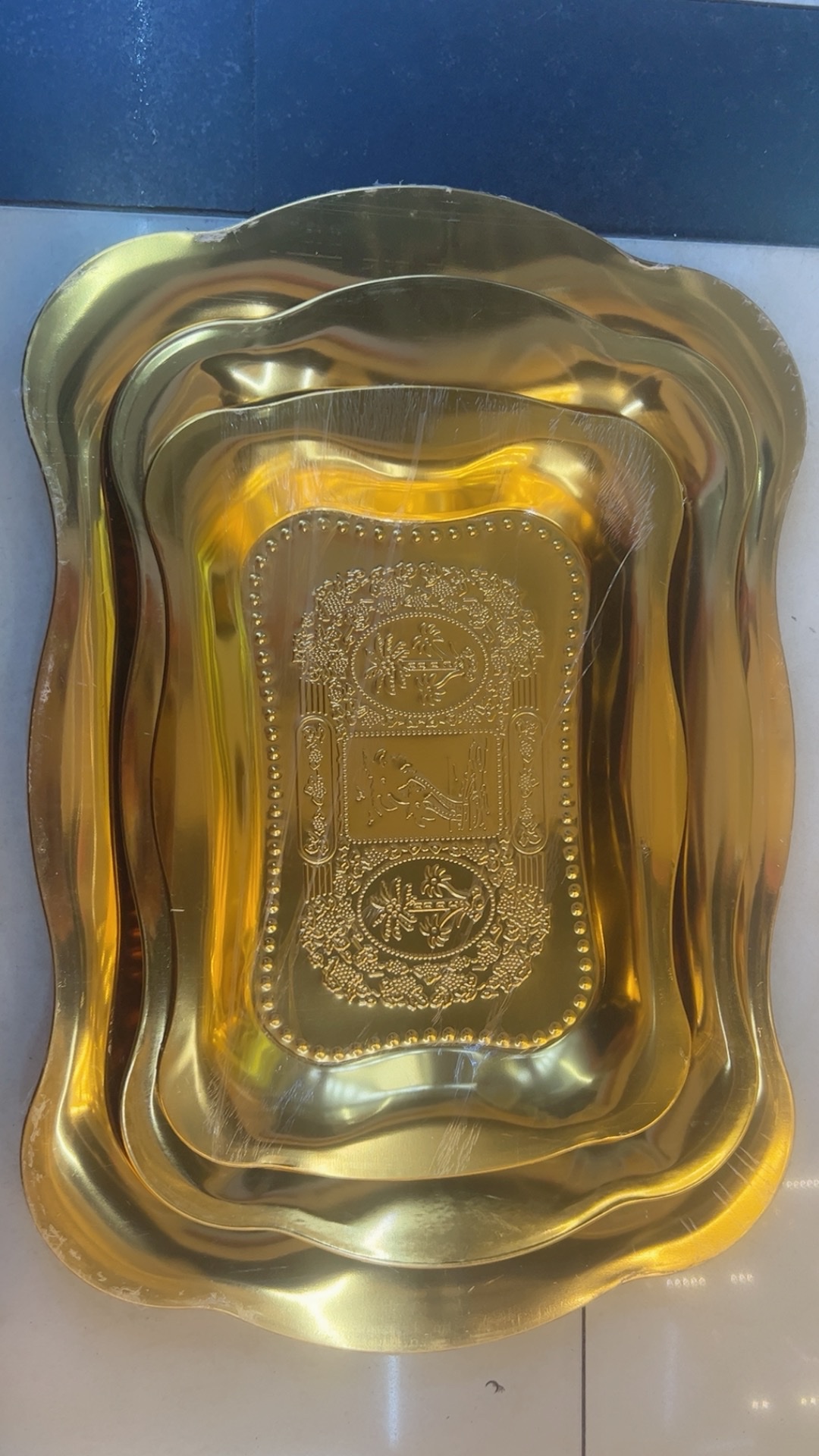 复古金色托盘餐具蛋糕盘咖啡盘