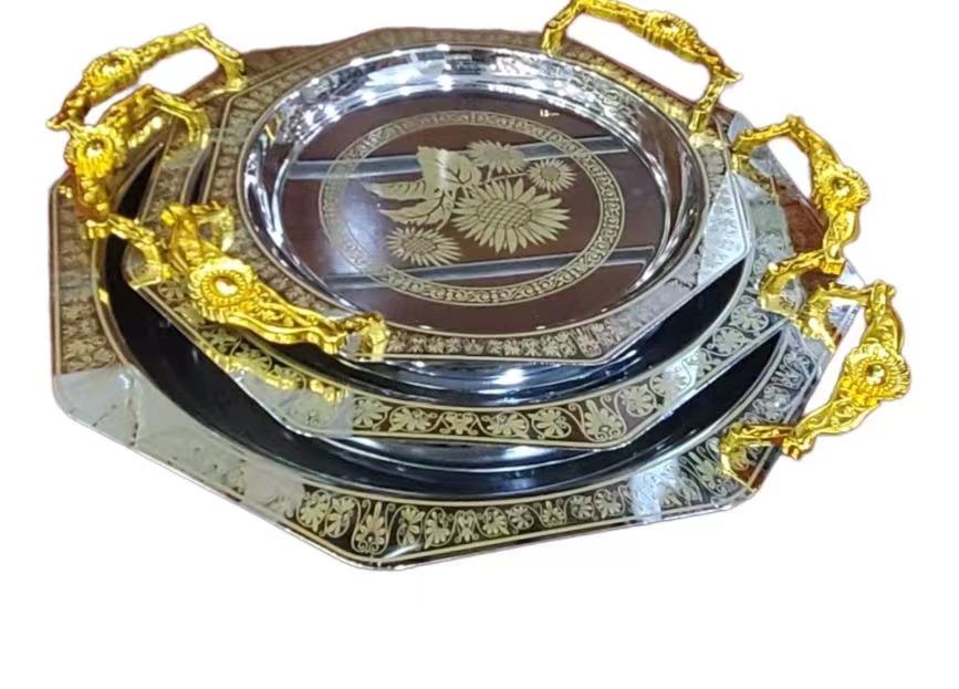 中东八角火爆印花三件套餐盘