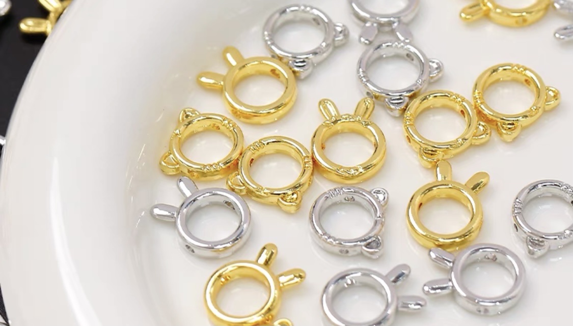 diy bracelet and necklace accessories with alloy rabbit ear rings, beaded and wrapped rings