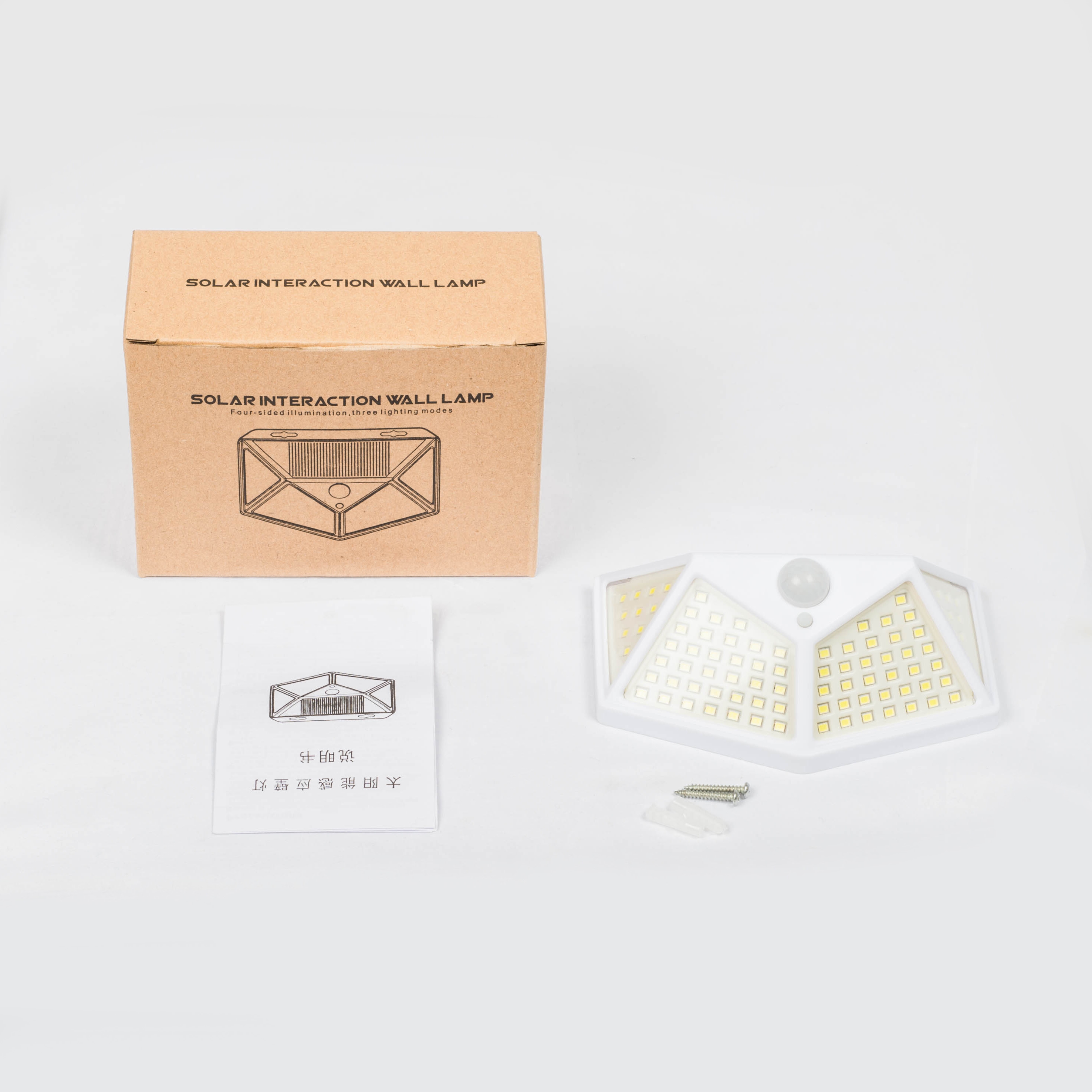 GB-100LED solar wall lamp, solar charging, light-controlled human body sensor lamp, sensing distance 5-7M details Picture