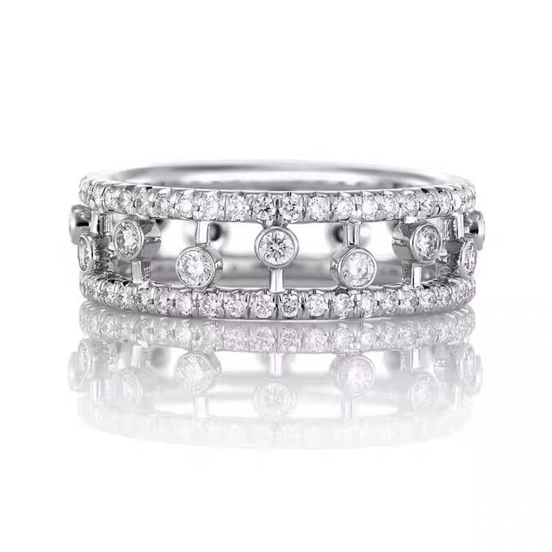Hollow Dewdrop Ring Micro-Set Diamond Note Morning Dew Full Diamond Opening Adjustable Female Ring Application Scenario
