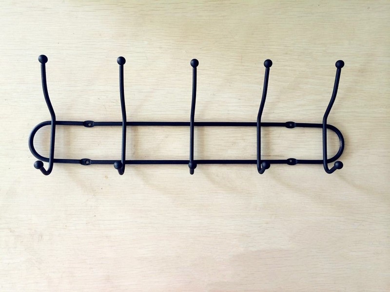 爆款铁艺墙面挂钩6连排挂衣帽钩墙壁收纳置物高低钩批发