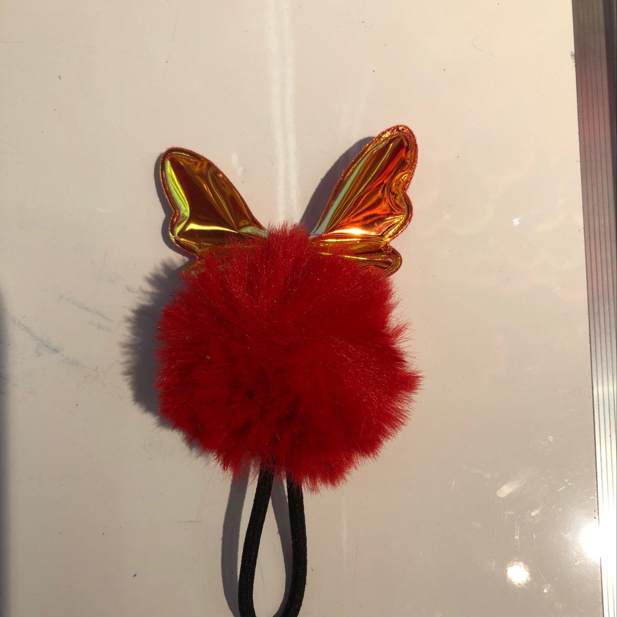 七彩布蝴蝶结毛球