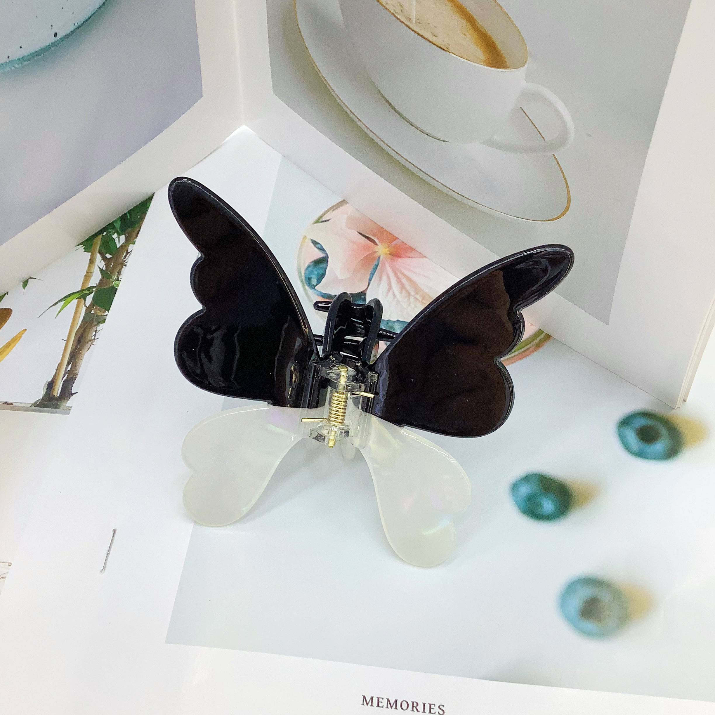 新款 连体拼接大蝴蝶 醋酸抓夹时尚设计款