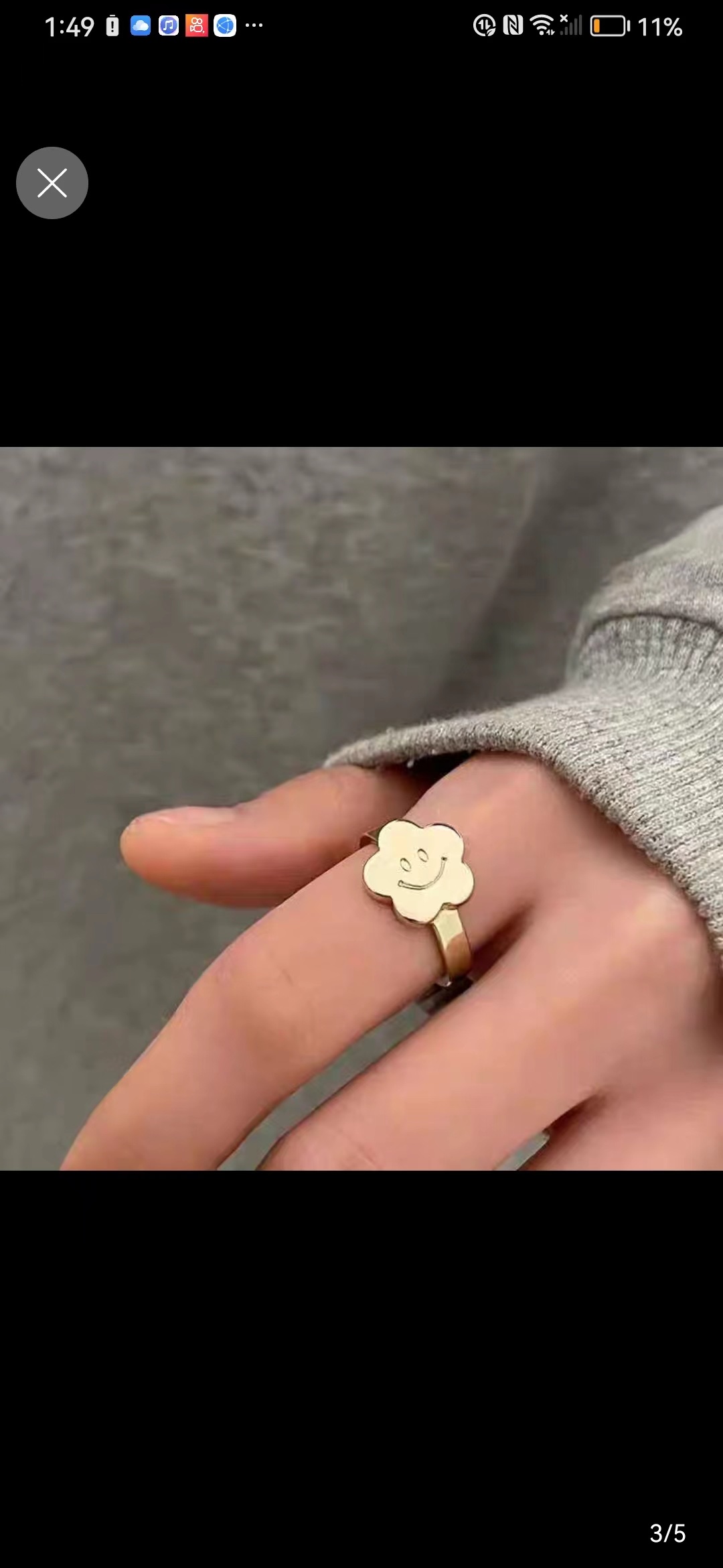 Niche Design Gold Plated Smiley Ring Design Sense Open Index Finger Ring details Picture