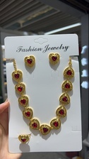 中古风3件套耳环项链戒指流行女士饰品时尚网红爆款复古套链爆款