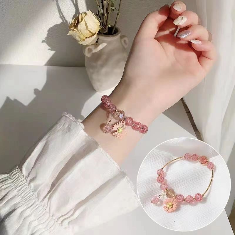 小雏菊手链森系小众闺蜜链刻字定制单圈女款学生姐妹礼物高级甜美：小众闺蜜链定制单圈女款森系学生姐妹礼物