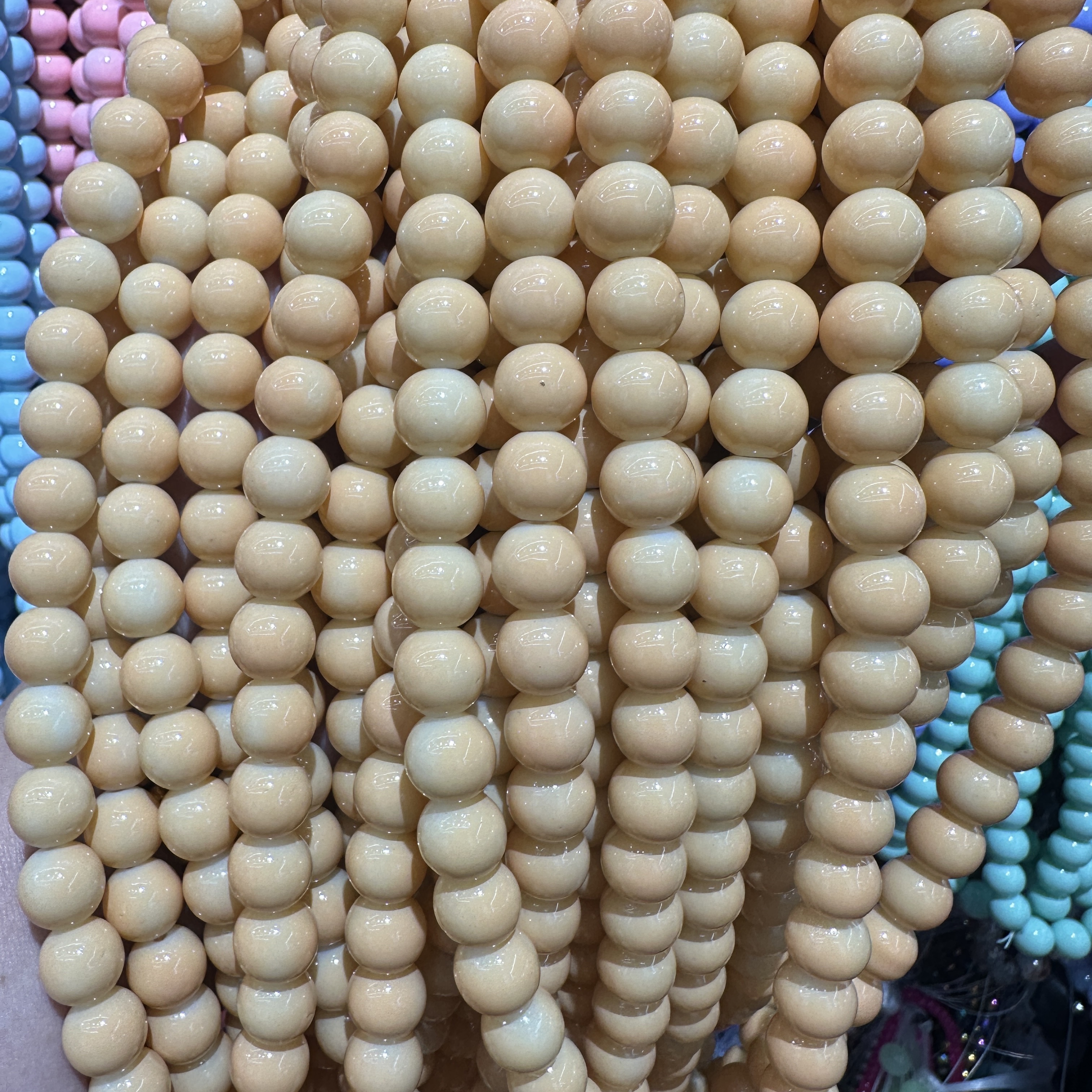 10mm new cream monochrome porcelain beads, glass beads, string beads, loose beads, glass beads, handcrafted diy bracelet accessory. Specification image