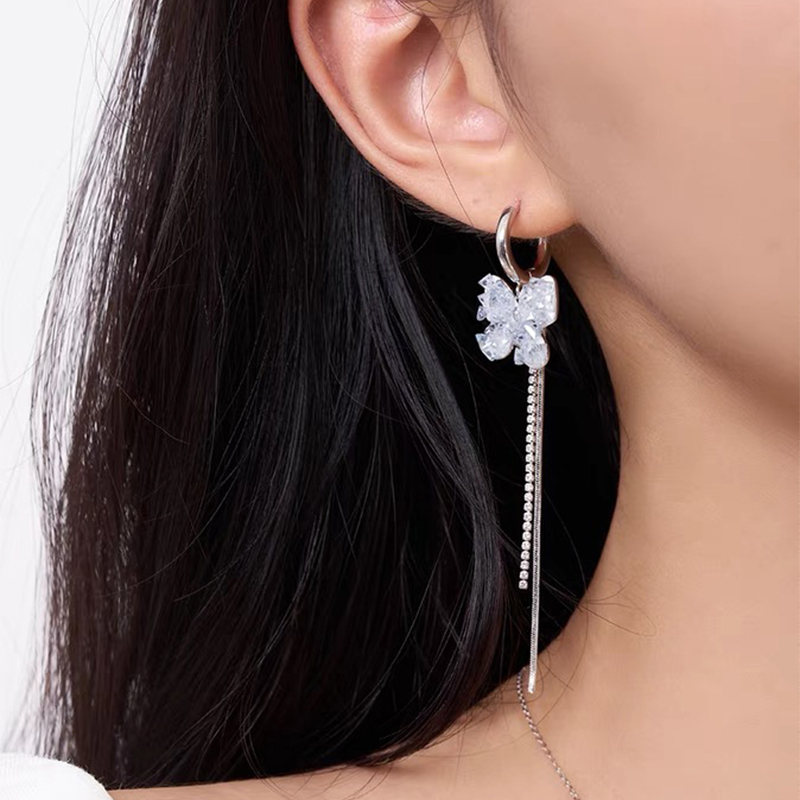 2023年新款冰透蓝蝴蝶系列耳扣女个性设计感高级耳扣冰晶清冷感耳饰