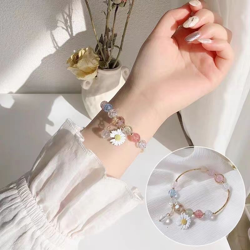 小雏菊手链森系小众闺蜜链刻字定制单圈女款学生姐妹礼物高级甜美：小众闺蜜链定制单圈女款森系学生姐妹礼物产品图