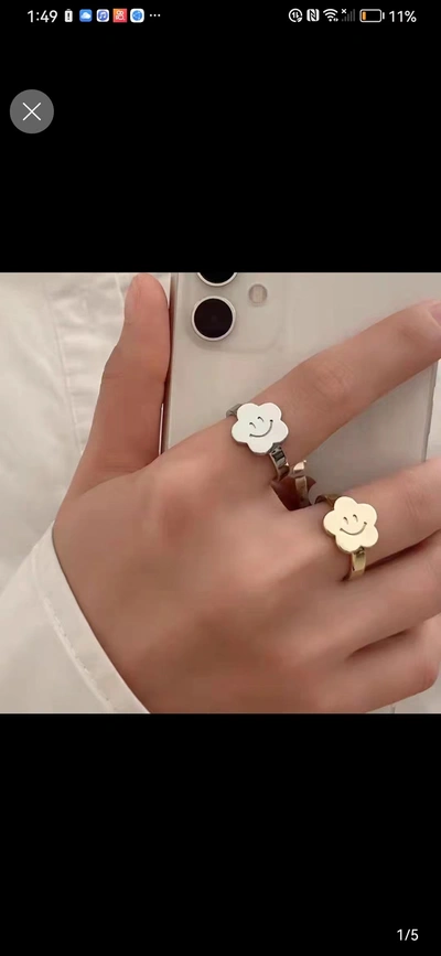Niche Design Gold Plated Smiley Ring Design Sense Open Index Finger Ring