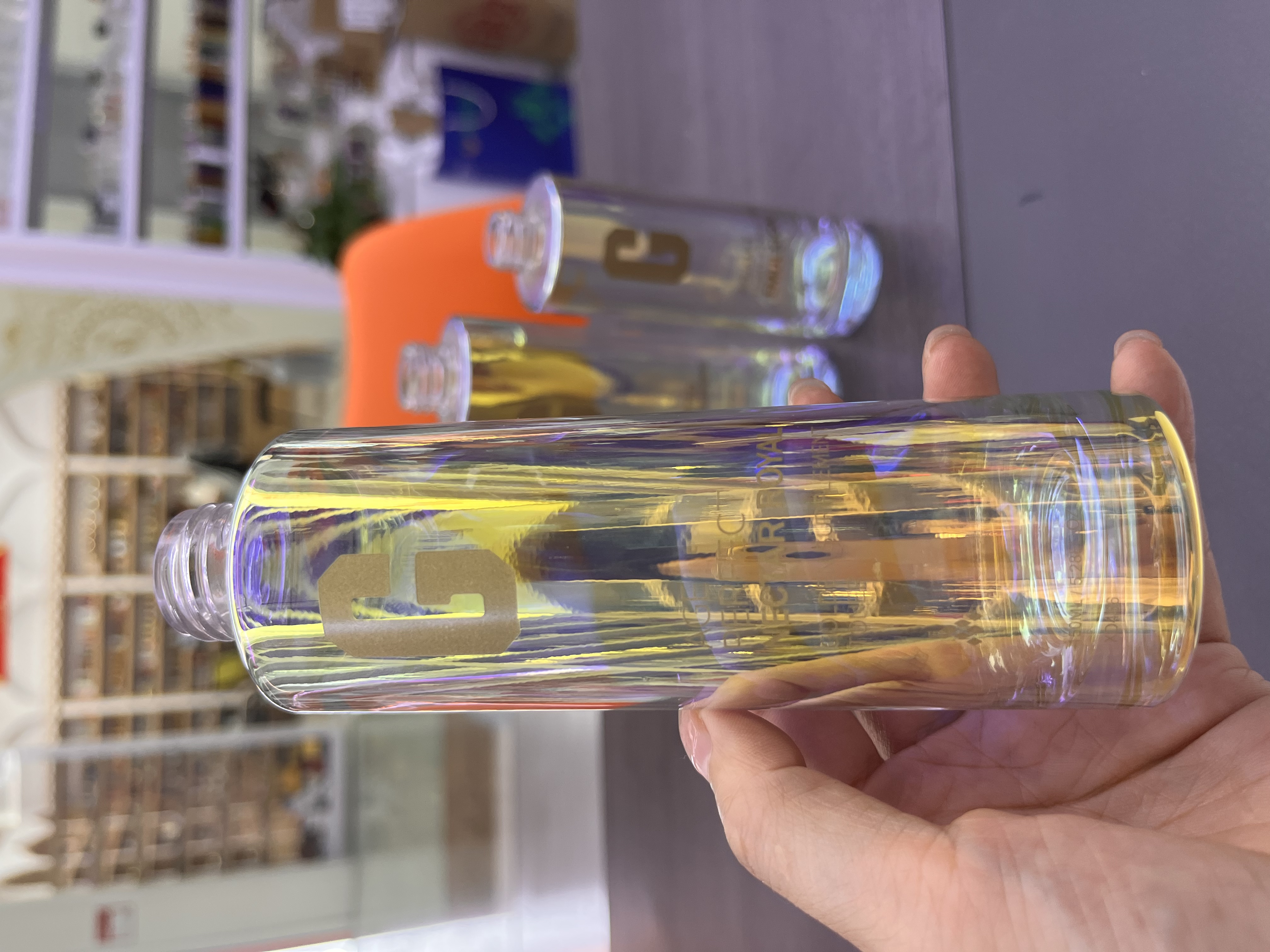 Houde glass straight round bottle, screw-top lotion bottle, electroplated color light one-color logo cream bottle, 50ml, 100ml, 20ml, 30ml Specification image