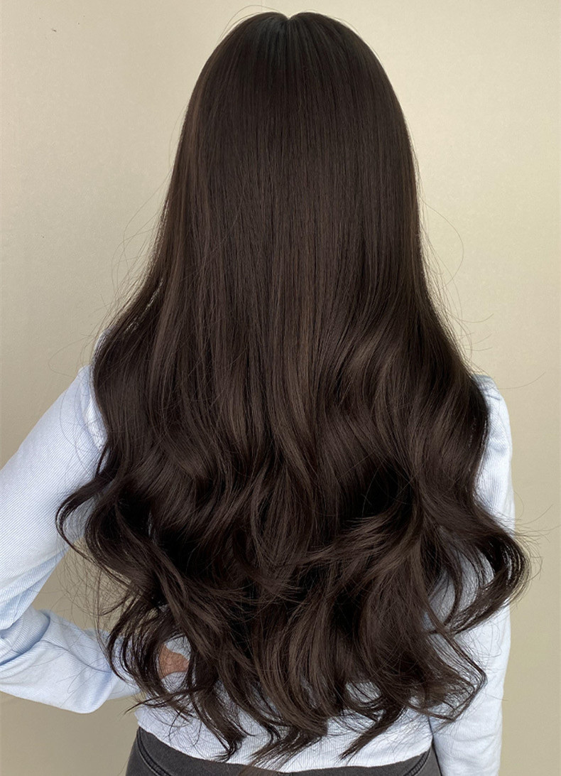 Europa y Estados Unidos transfronterizo mujer peluca largo cabello rizado toda la parte superior fluffy natural aire bangs wig set Item Picture
