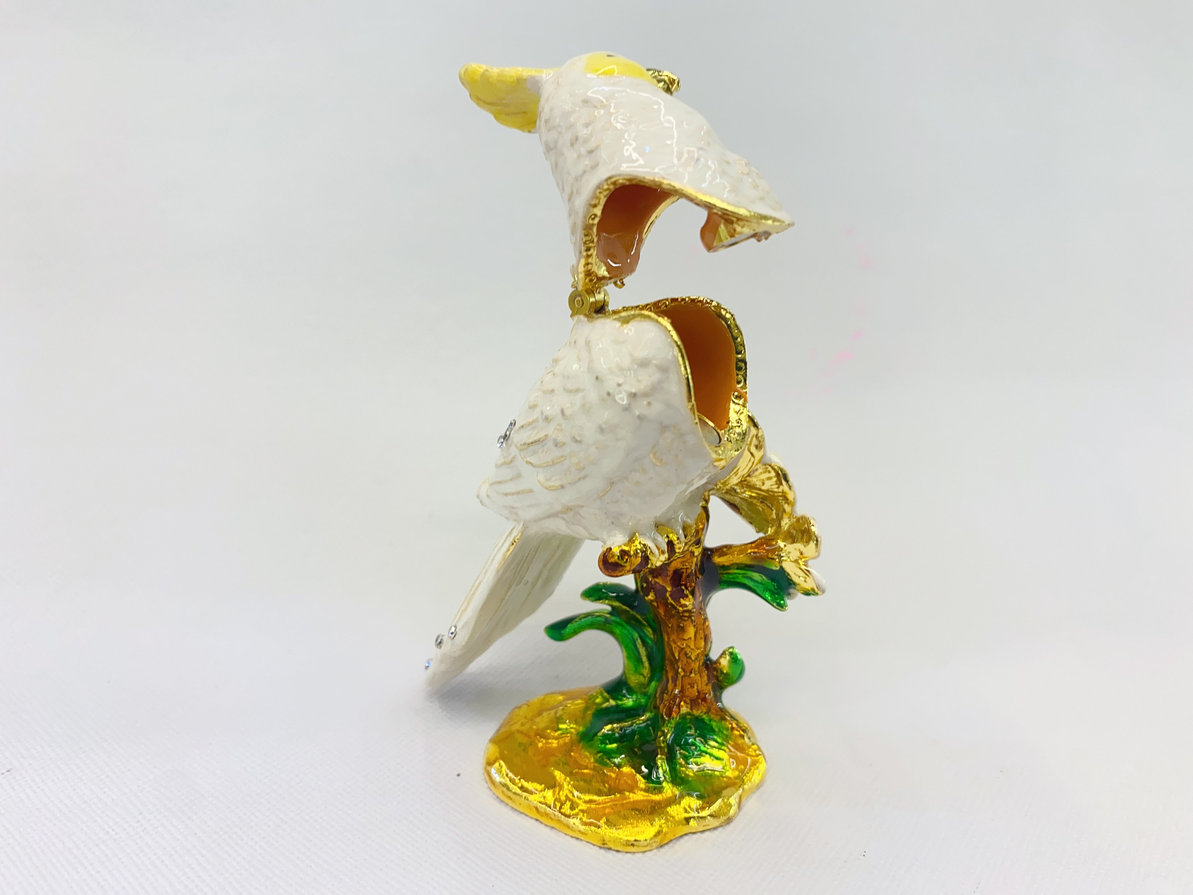 Tree Parrot Handicraft Ornament: Exquisite And Elegant Jingtai Blue Gilded Decorative Item Specification drawing