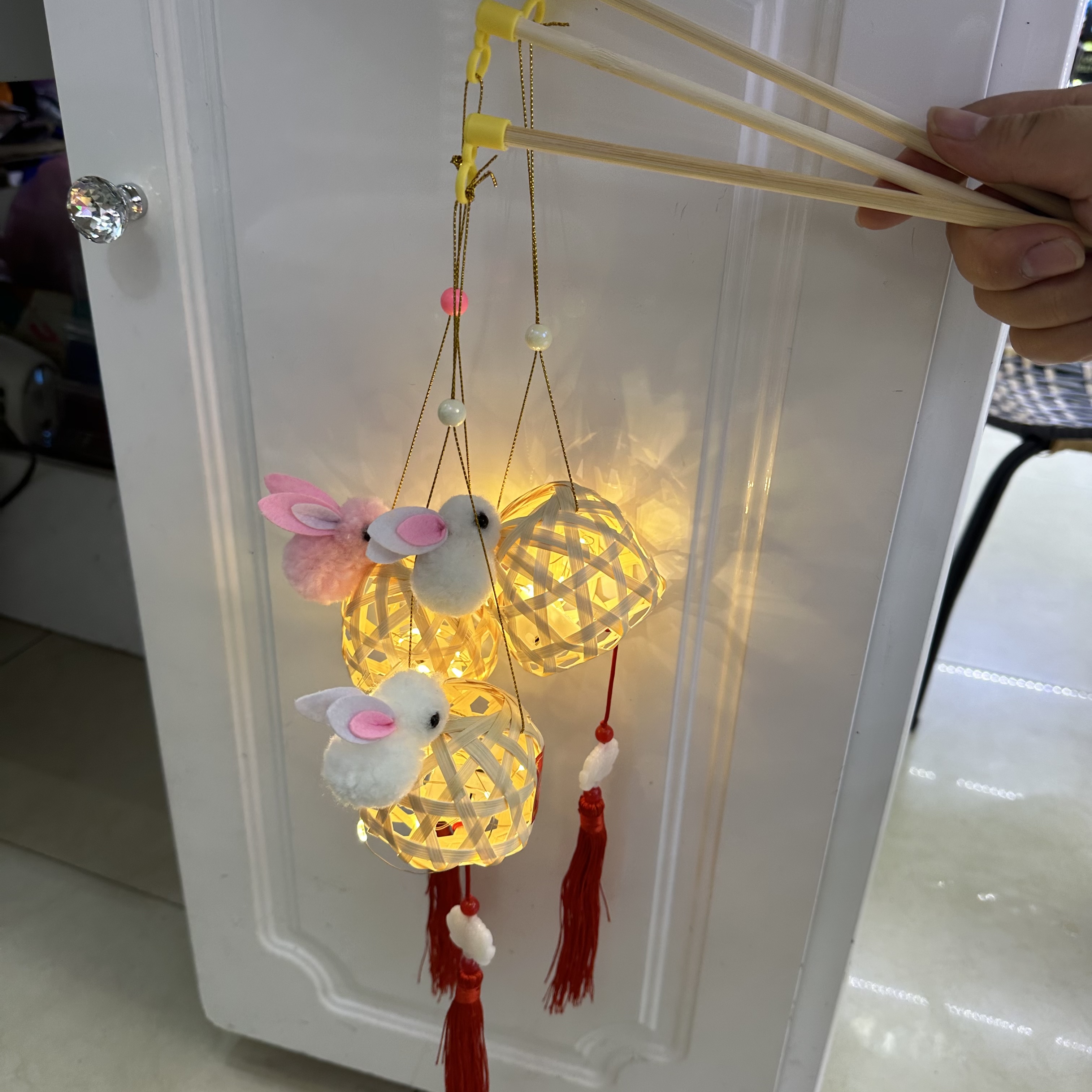 竹笼竹编灯笼/编织灯笼发光/带灯中秋灯笼产品图