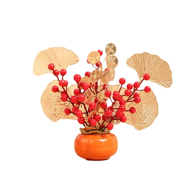 仿真花盆栽/陶瓷花盆/家居装饰白底实物图