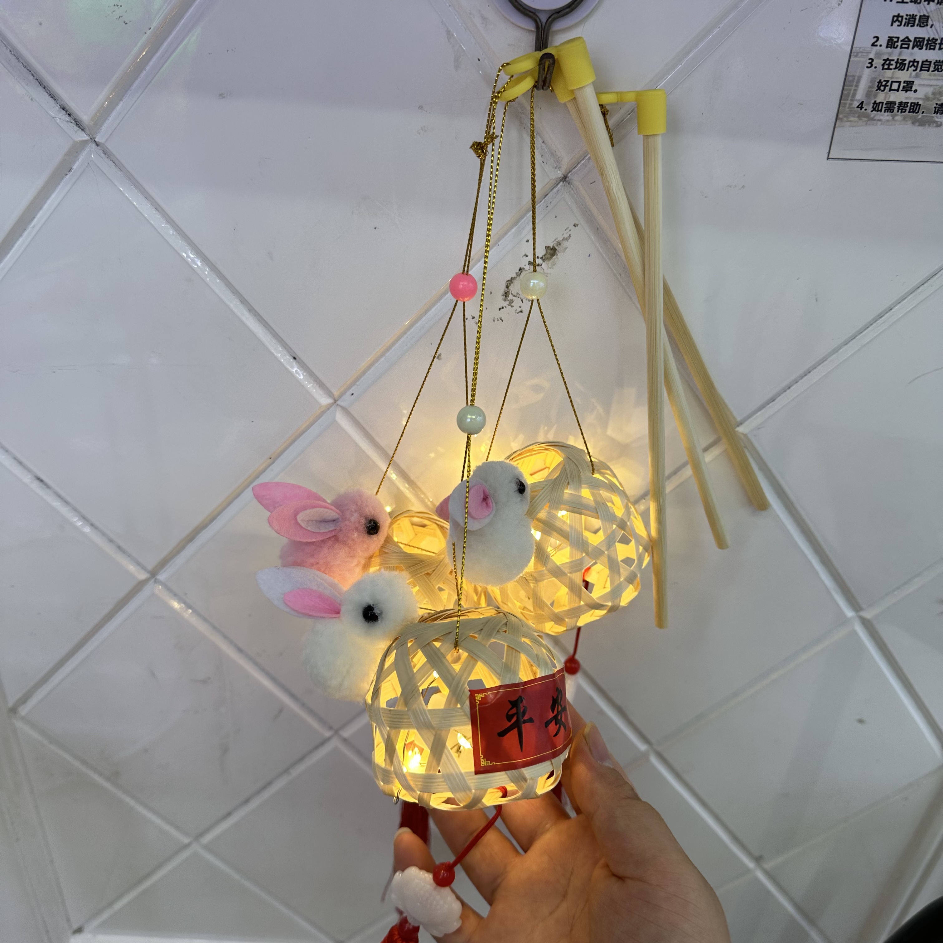 竹笼竹编灯笼/编织灯笼发光/带灯中秋灯笼细节图