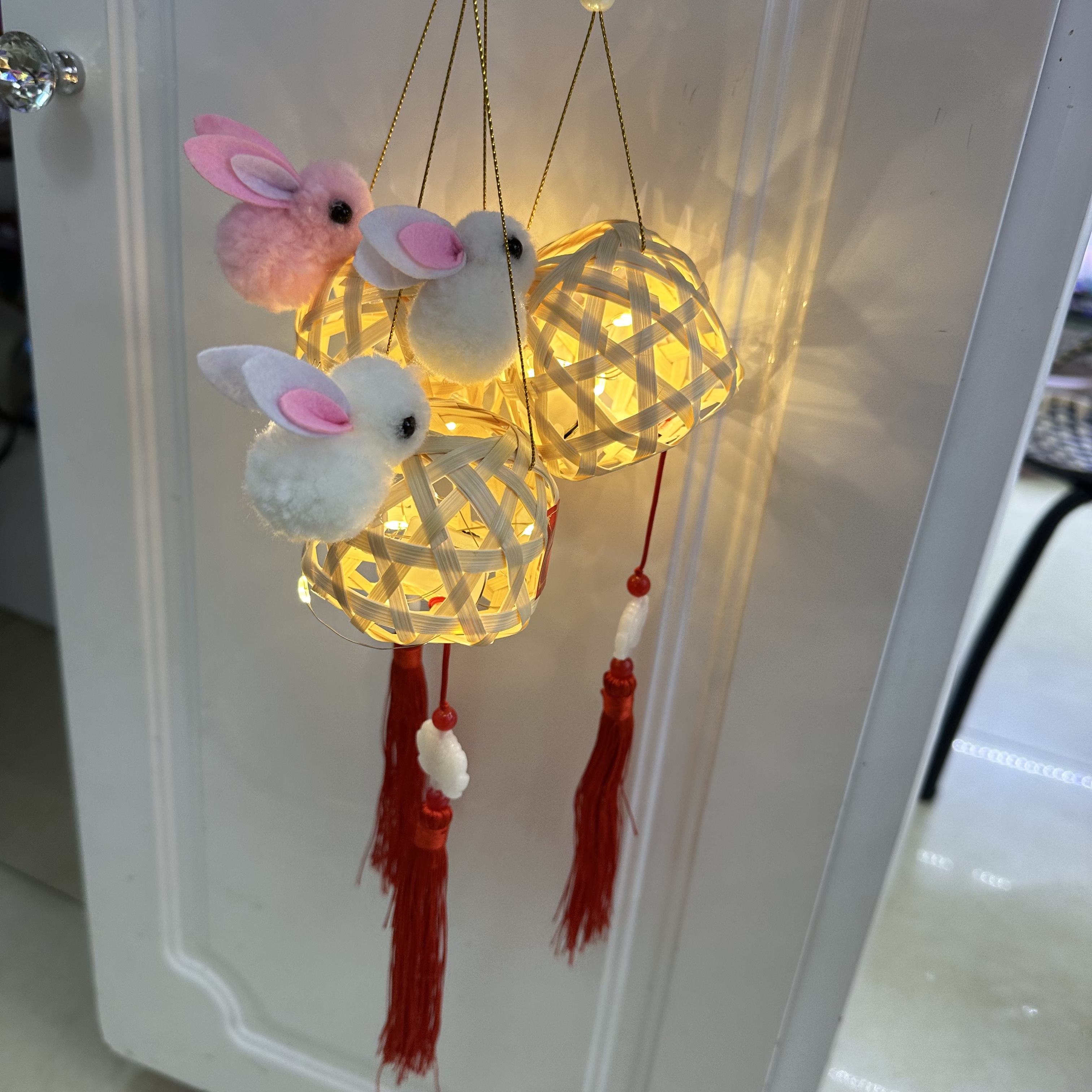 复古竹笼竹编小灯笼中秋节发光玩具景区汉服配饰竹楼手工编织灯笼带灯发光玩具