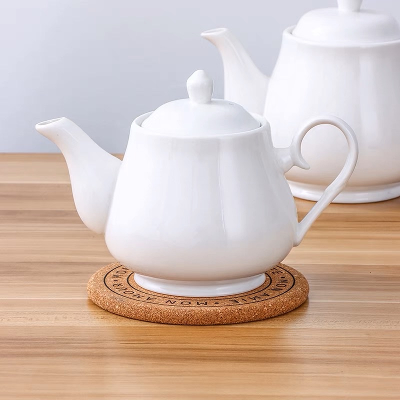 饭店酒店陶瓷高温茶壶大小号过滤壶大容量纯白色茶具餐厅泡茶水壶