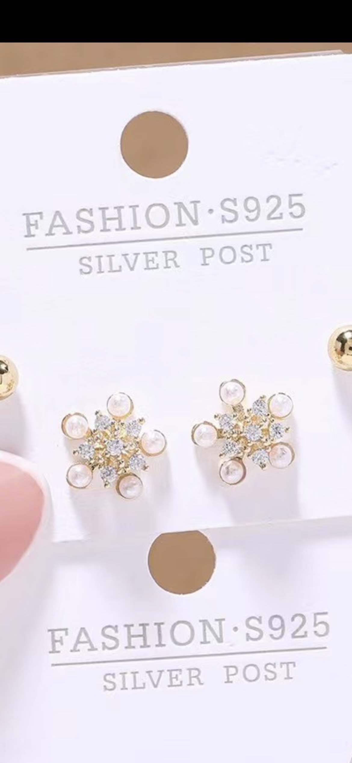 2023新品六件套简约耳钉女潮流简约高级感一卡三对装耳环饰品
