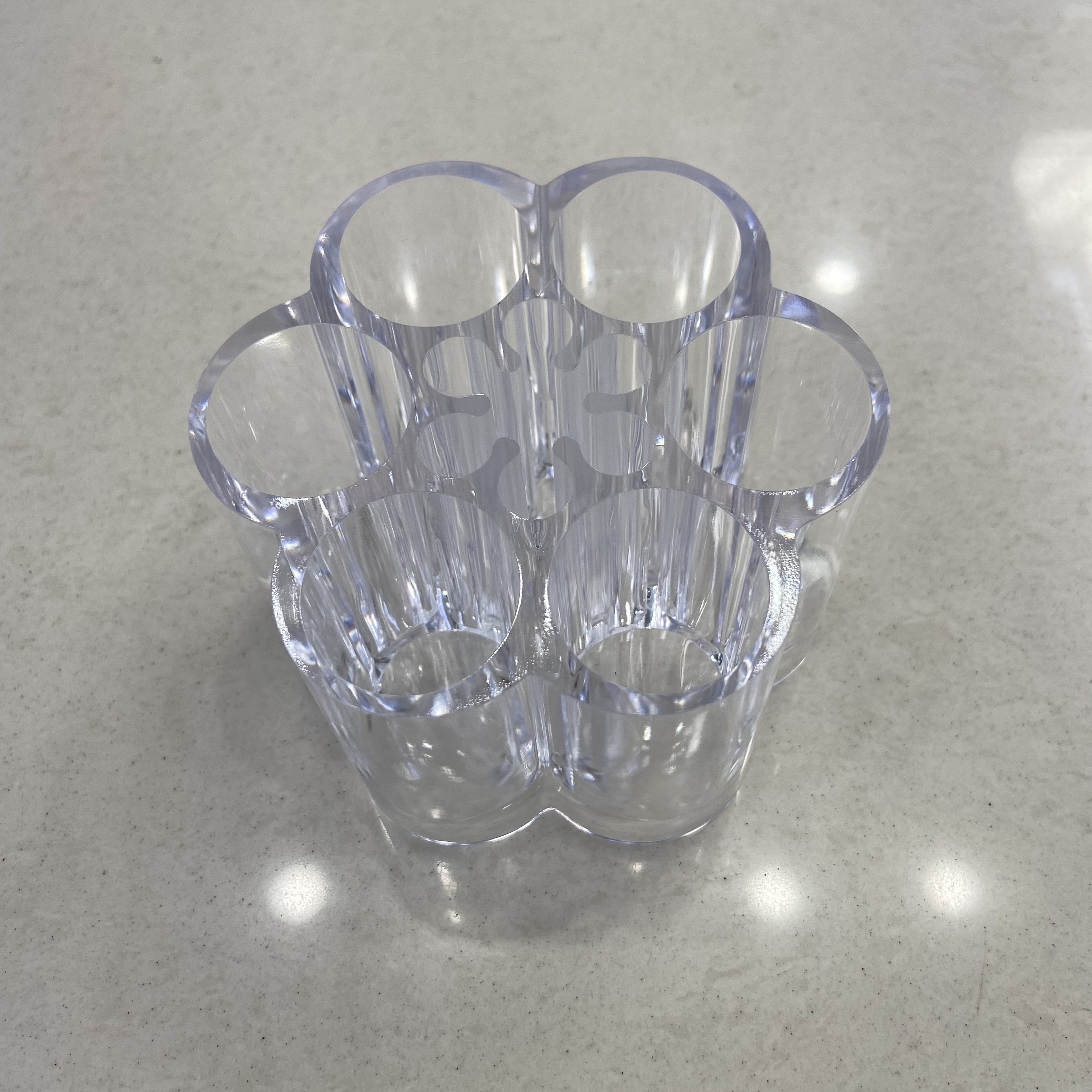 Mini lipstick stand 6-hole plum blossom-shaped plastic transparent cosmetics storage box details Picture