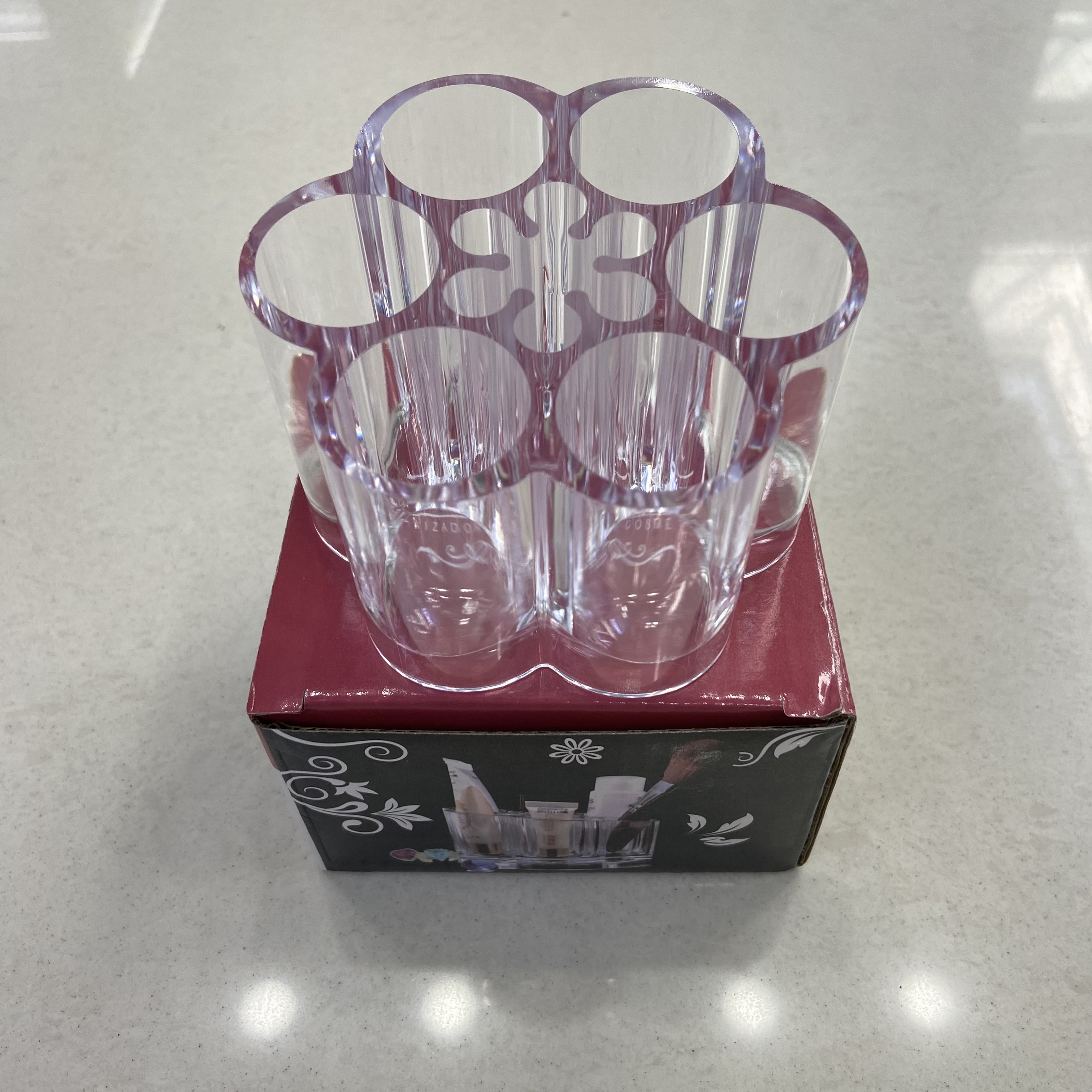 Mini lipstick stand 6-hole plum blossom-shaped plastic transparent cosmetics storage box
