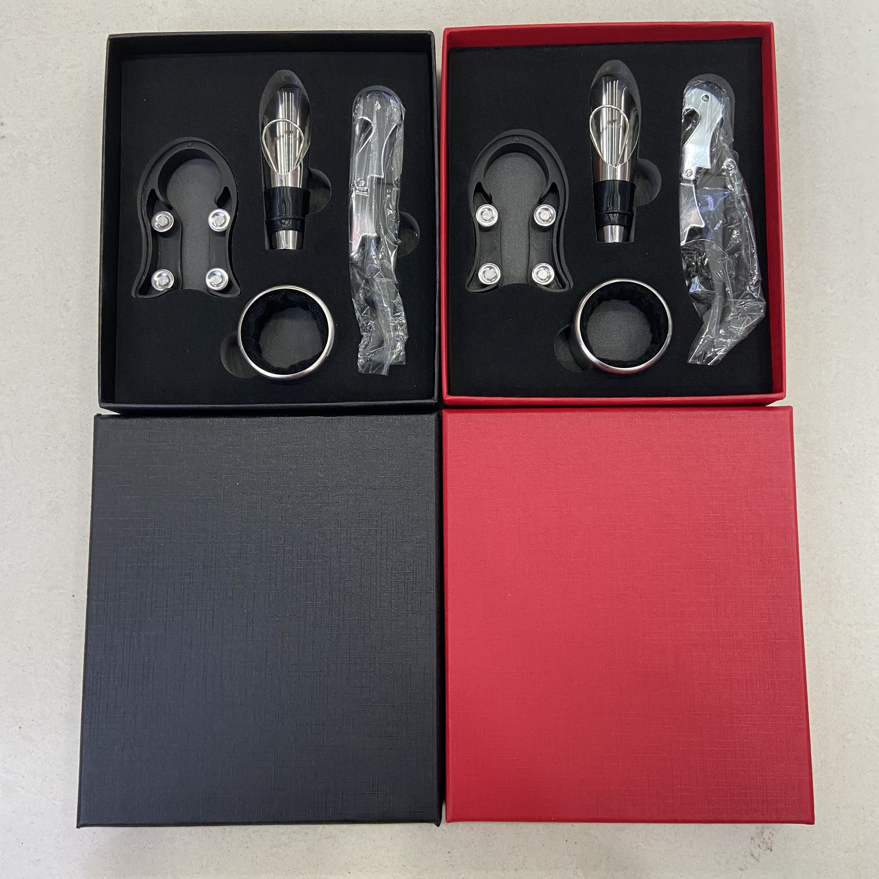红酒酒具套装纸盒四件套 倒酒器 酒环 割纸器