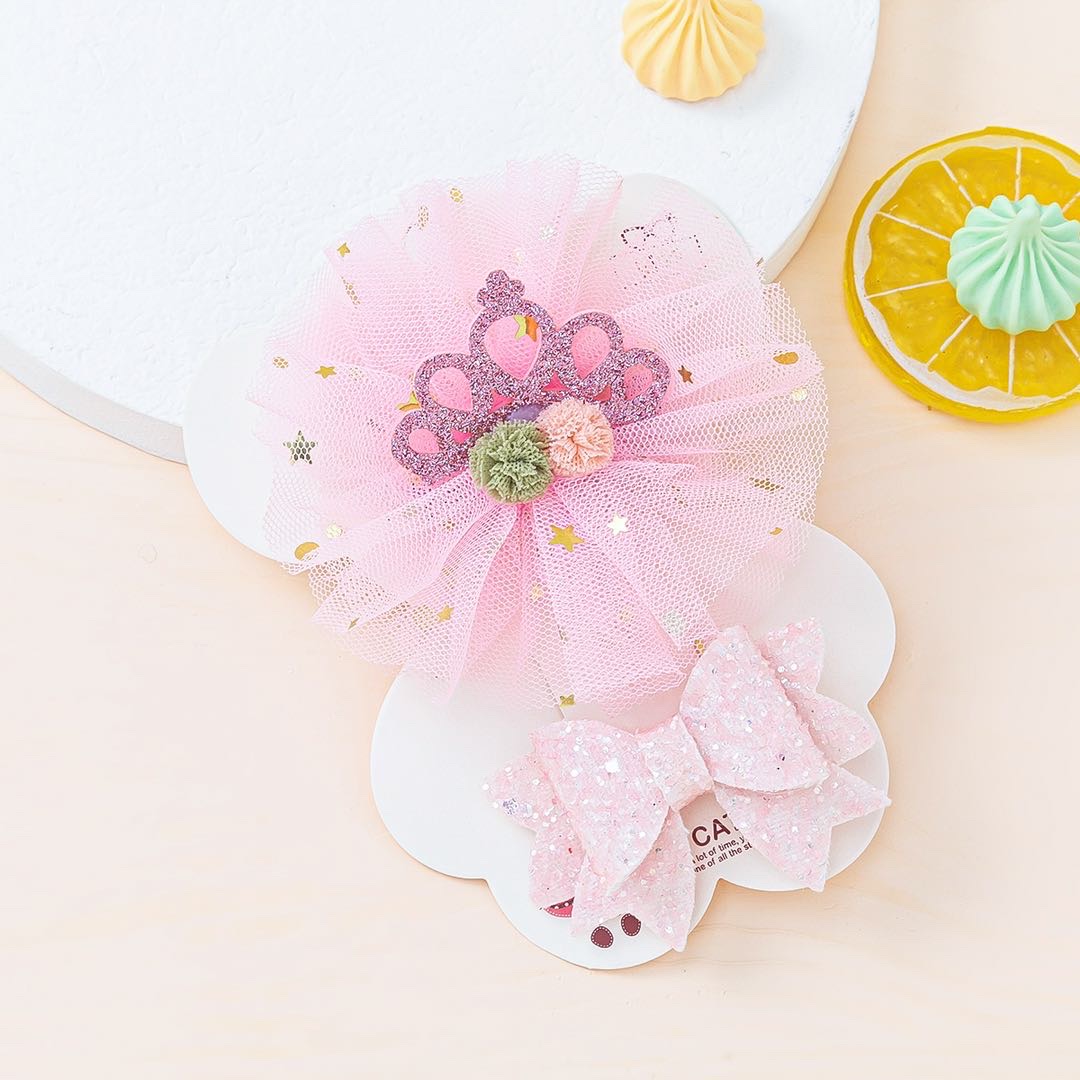Direct sales from small commodity manufacturers: Children's hair clips, cute little girls' crown bows, side bangs clips, princess hairpins that won't hurt, baby hair accessories