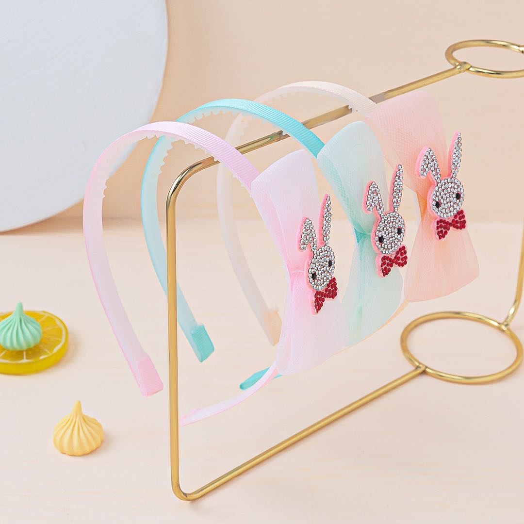 New children's bow headbands from Yiwu International Trade City, full diamond bow cute rabbit hair headbands