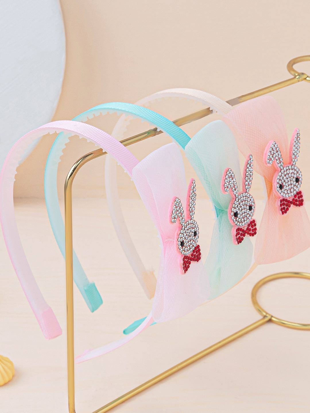 New children's bow headbands from Yiwu International Trade City, full diamond bow cute rabbit hair headbands Specification image