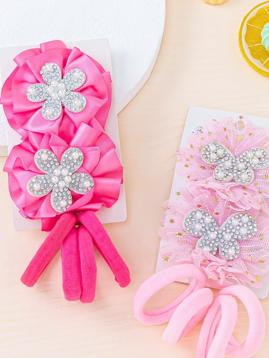 Yiwu Small Commodities Children's flower hair clips and rubber bands set, children's hair clips, little girls' cute and super adorable bow clips, baby clips, headwear, girls' hair clips, hair bands and rubber bands Specification image