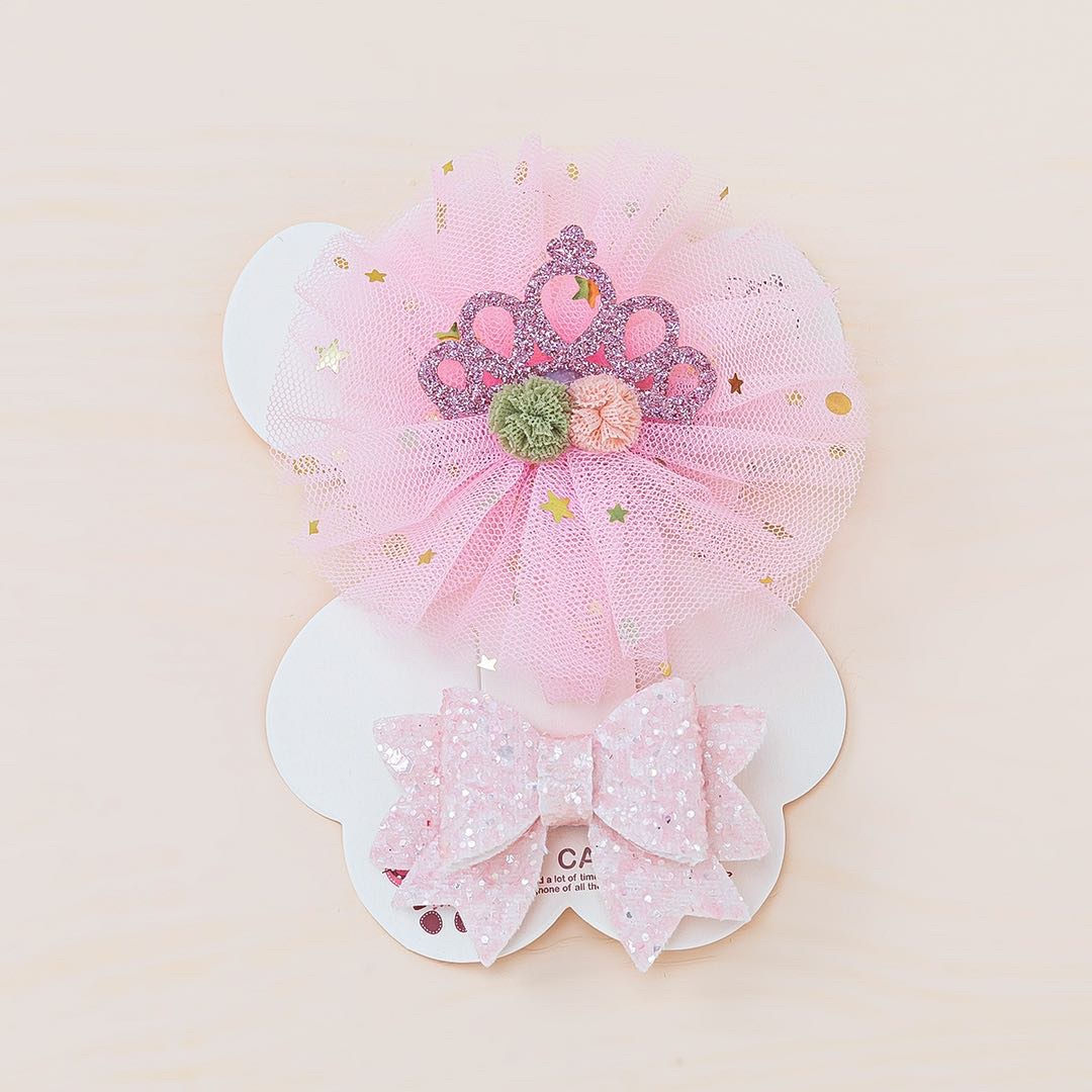 Direct sales from small commodity manufacturers: Children's hair clips, cute little girls' crown bows, side bangs clips, princess hairpins that won't hurt, baby hair accessories Item Picture