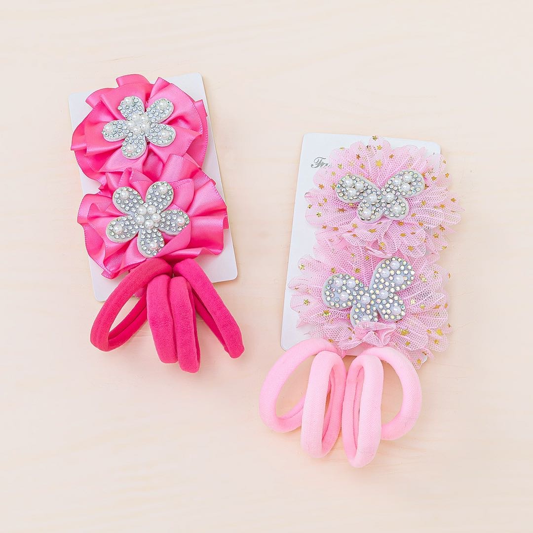 Yiwu Small Commodities Children's flower hair clips and rubber bands set, children's hair clips, little girls' cute and super adorable bow clips, baby clips, headwear, girls' hair clips, hair bands and rubber bands details Picture