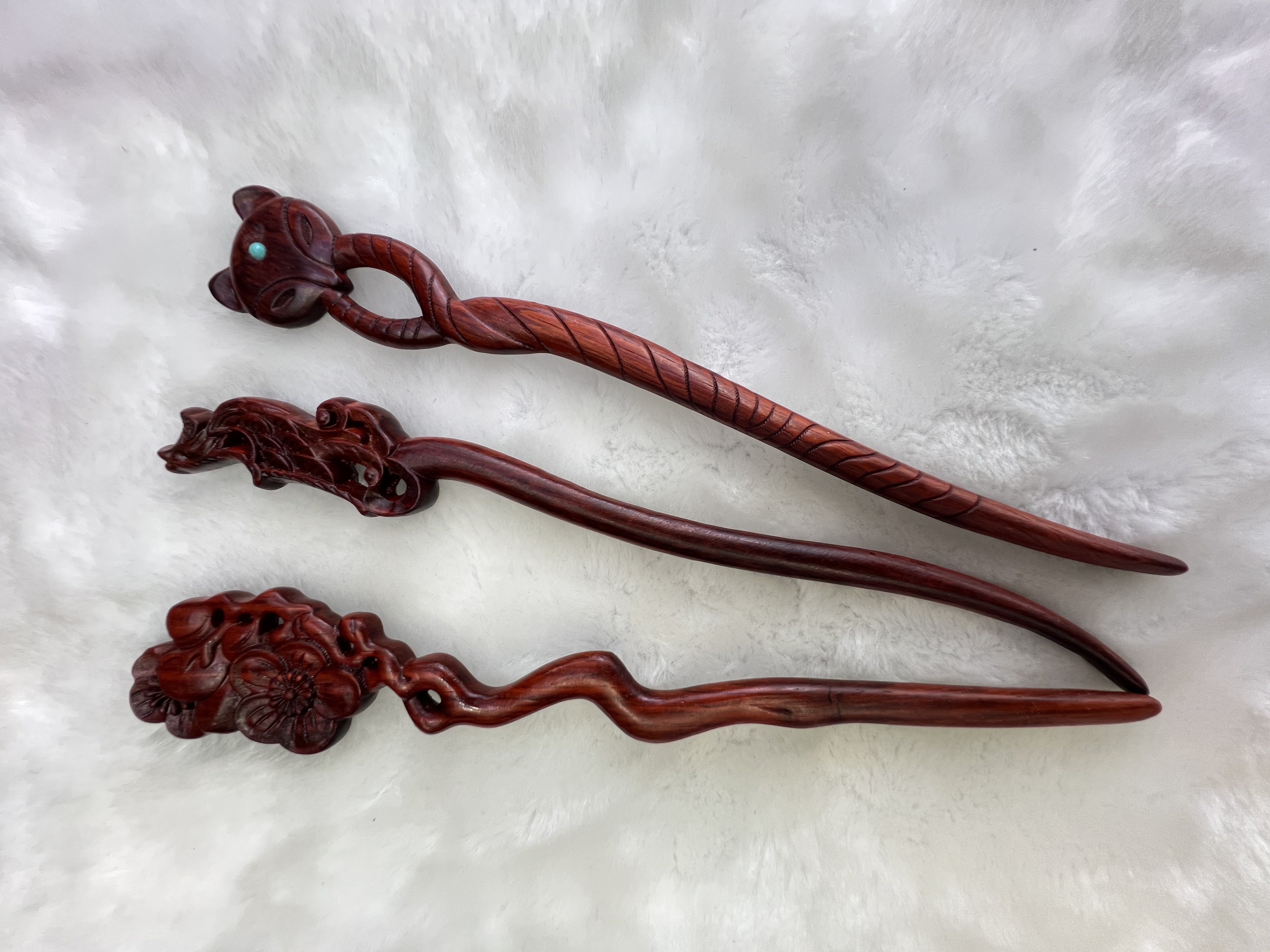 Wholesale natural rosewood hairpins, exquisitely carved in a retro style, essential accessories for Hanfu! Don't Specification image