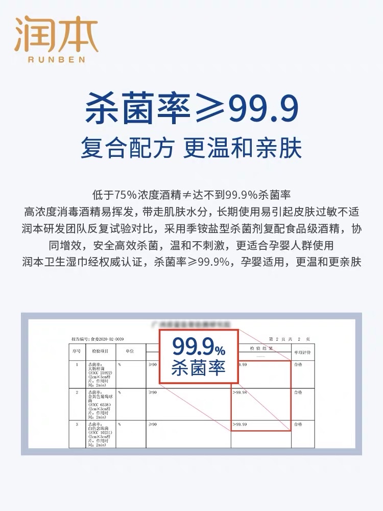润本卫生棉片含酒精湿巾杀菌湿纸巾小包随身装一次性纸巾酒精棉片细节图