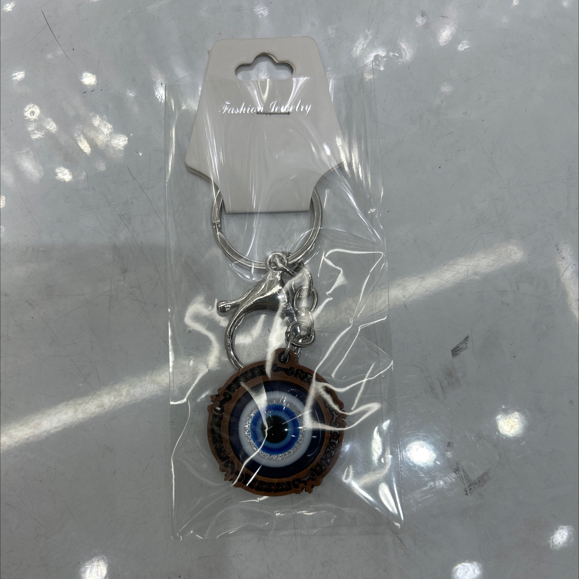 木头玻璃兰眼睛钥匙扣