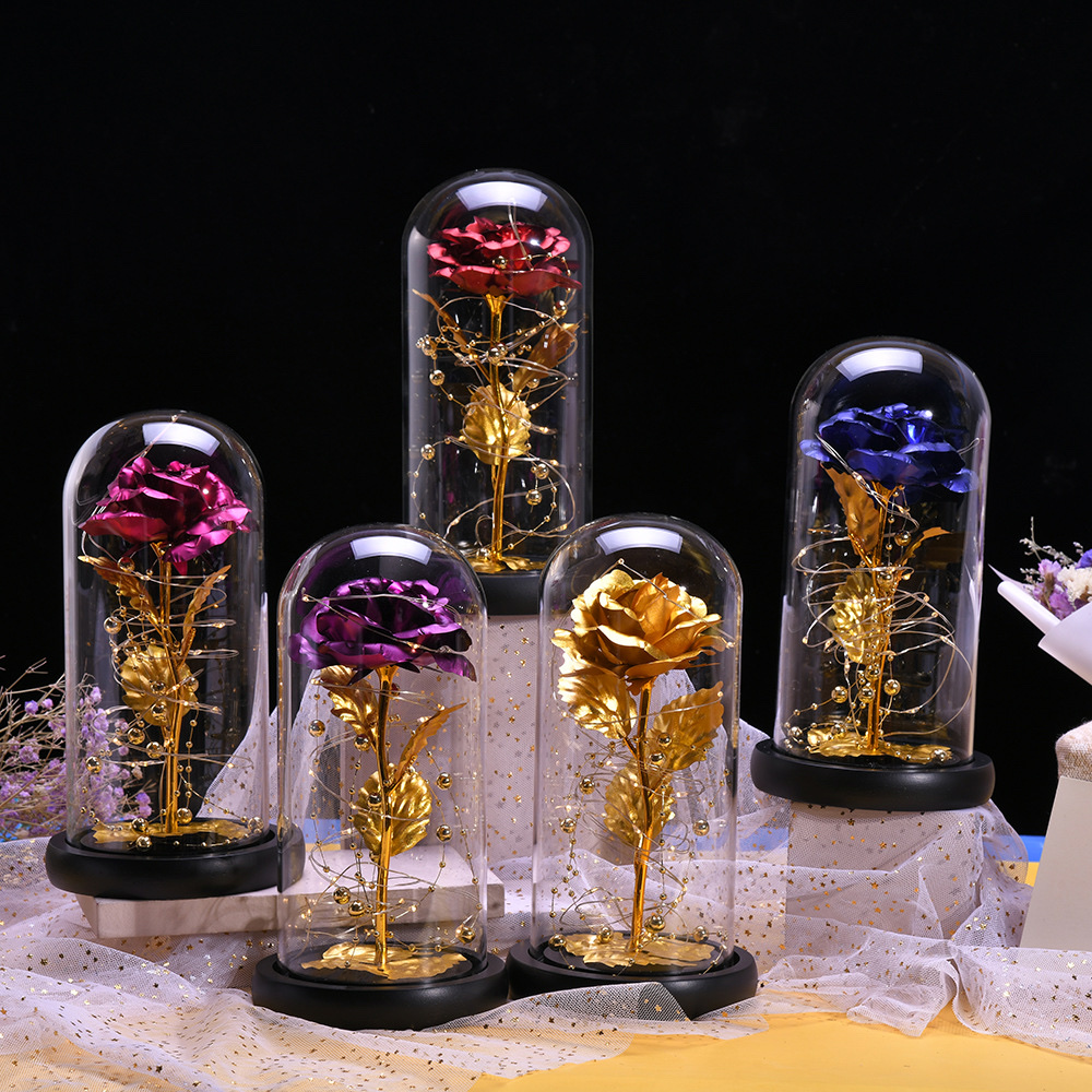 外贸金箔花玻璃罩礼品多色混热卖款