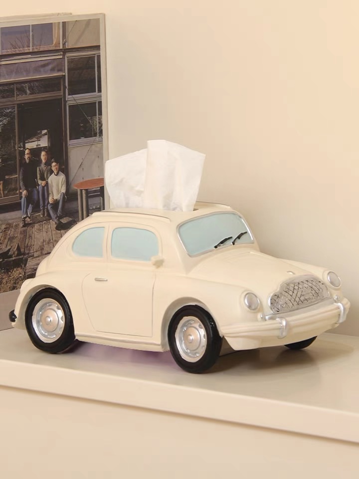 树脂摆件/餐巾纸收纳/汽车纸巾盒白底实物图