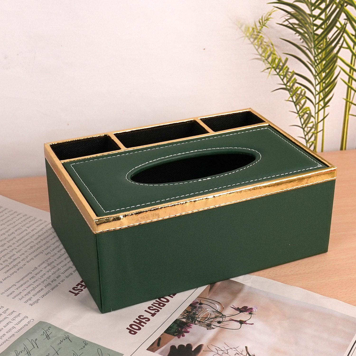 Leather multi-functional tissue box storage box, living room remote control storage box, household tissue paper, modern and simple details Picture