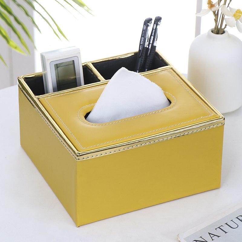 European-style leather tissue box, creative napkin box, multi-functional desktop remote control storage box for living room and home Specification image